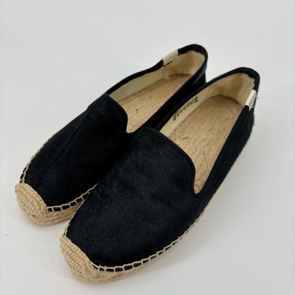 SOLUDOS Black Smoking Espadrille in Calfhair Size 8 - Picture 10 of 13